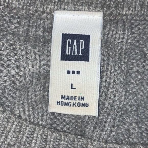 Gap Ribbed Thick Cable Knit Grey Sweater Size Large - Picture 3 of 9